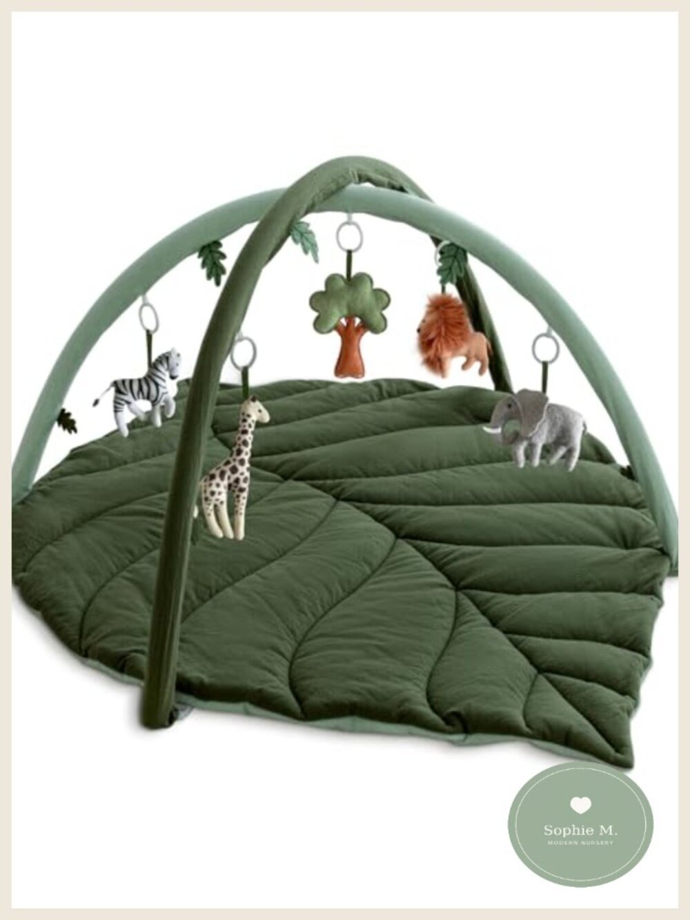Baby Play Gym Leaf Shaped Tummy Time Mat 5 Hanging Toys